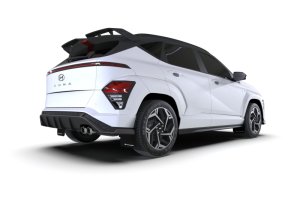Hyundai Kona Mud Flap - Rally Armor - UR Black Flap/White Logo - Black - `24-`25